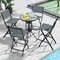 Set of 2 Folding Bar Stools with Backrest and Footrest for Outdoor Use